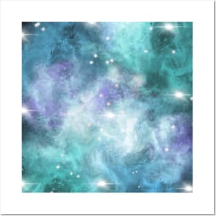 Blue Green Grey Star Nebula Space Galaxy Universe Posters and Art